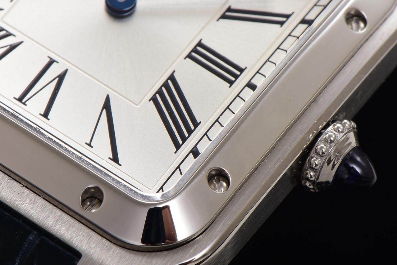Cartier Santos Dumont Watch, Silver Dial, Blue Leather Strap, Stainless Steel 5 a1724521721962 7545