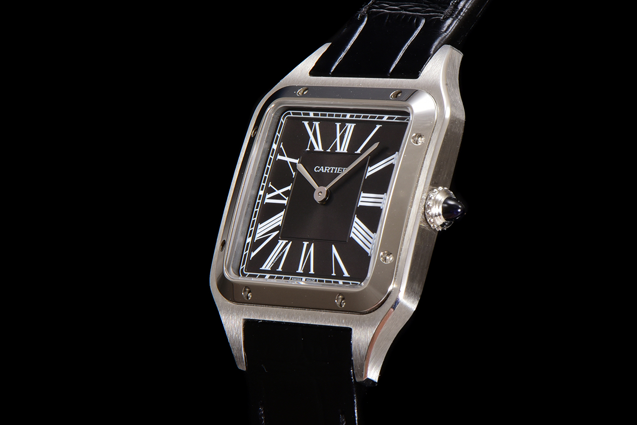Cartier Santos Dumont Watch, Black Dial, Leather Strap, Silver Stainless Steel 7 a1724521785244 1436