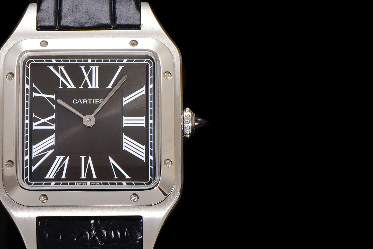 Cartier Santos Dumont Watch, Black Dial, Leather Strap, Silver Stainless Steel 5 a1724521785255 5353