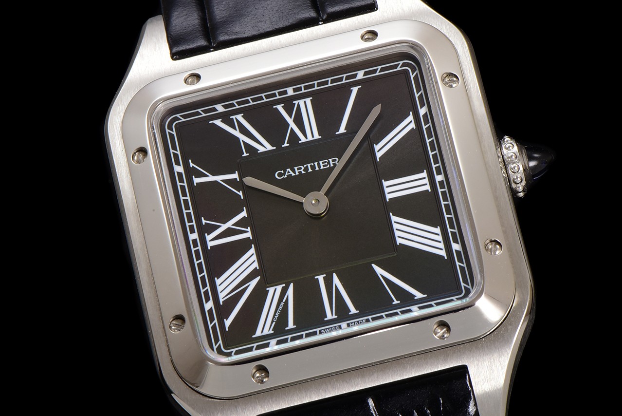 Cartier Santos Dumont Watch, Black Dial, Leather Strap, Silver Stainless Steel 6 a1724521785372 1268