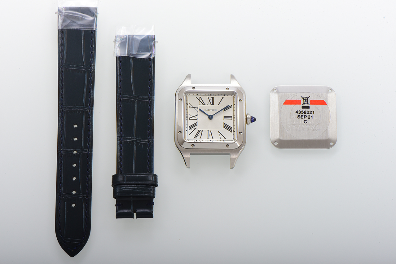 Santos de Cartier Watch, Silver Dial, Blue Leather Strap, and Quartz Movement 1 a1724522867645 5274
