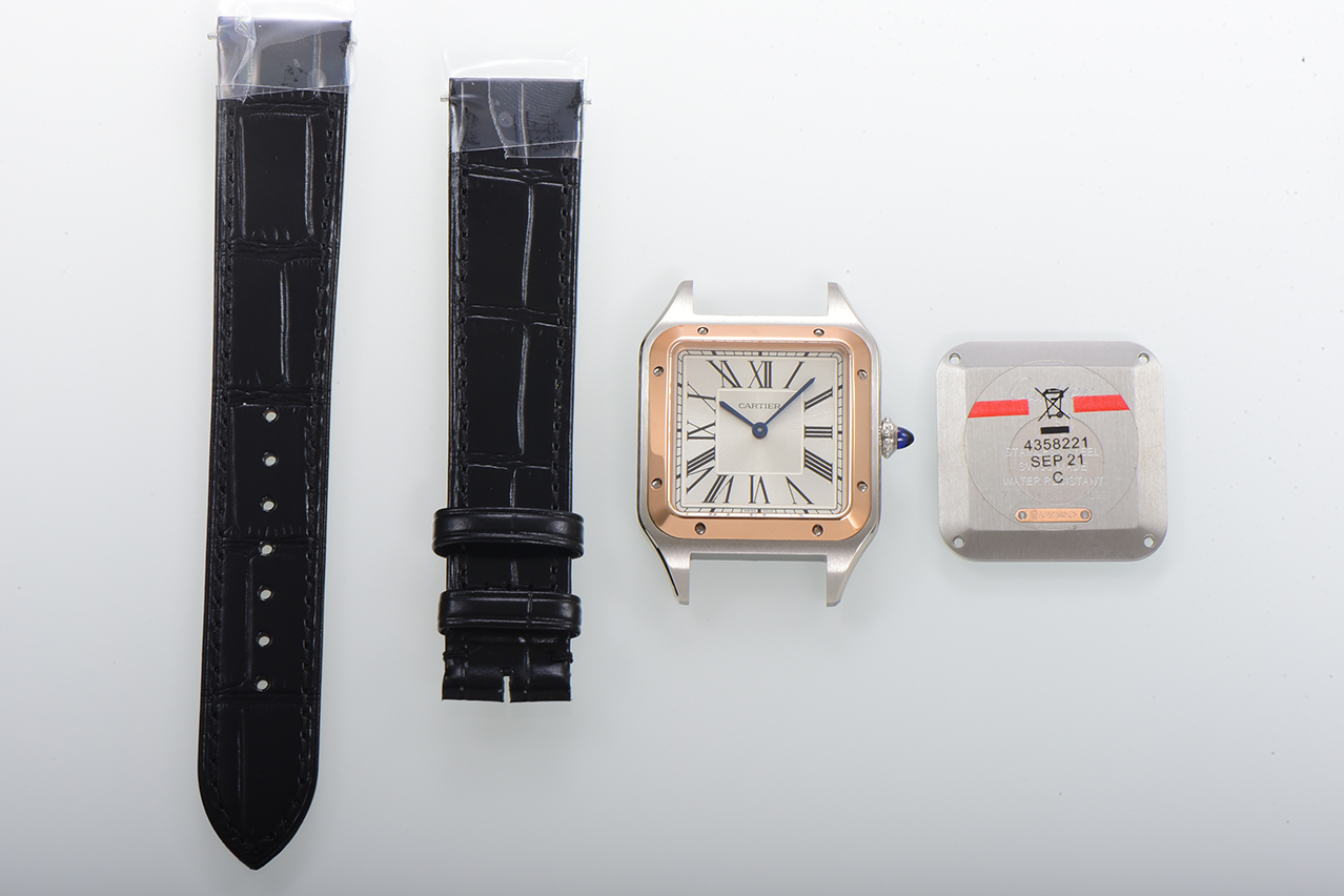 Cartier Santos-Dumont Watch, Leather Strap, and Sapphire Crystal - Silver/Gold 1 a1724522990173 5337