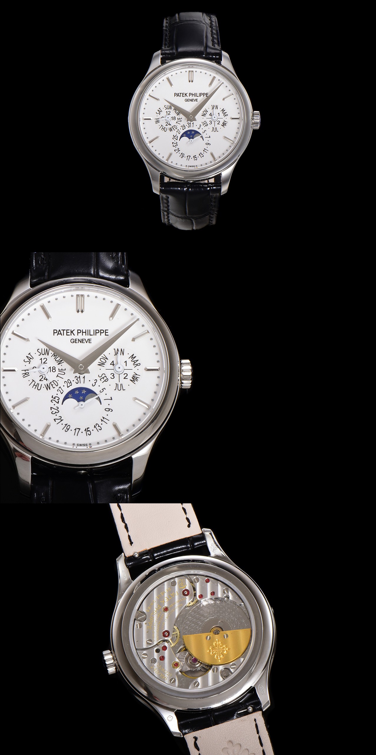 NO:387745,3K is coming, a craftsmanship, creating a classic again. Patek Philippe Super Complex Timepiece 5327/Series watch, the case diameter is 40mm, the dial is laid out in a generous and decent manner, although there are many functions, it does not make people feel complicated. Sunshine pattern with gold three-dimensional Breguet digital scale and willow hand tiles make people feel more elegant. 5327-Equipped with Cal. Q automatic winding movement, all functions are true, not false functions, and all have shortcut buttons to adjust. 1: The 3 o'clock position on the dial is month and perpetual calendar display, (the month shortcut button is located on the right side of the 12 o'clock case, and the perpetual calendar shortcut button is located on the 6 o'clock case) 2: The 6 o'clock position on the dial is date and true moon phase display, (the date moon phase shortcut button is located on the 9 o'clock case)  3: The dial is 9 o'clock for week and 24 hours display (the week shortcut button is located on the left side of the 12 o'clock case). The overall layout of the dial is wide and not compact, gentle and elegant, paired with an Italian cowhide strap and a hollow lantern buckle with a retro and elegant feeling. This 5327 is a formal watch, and you can choose from various dials. It is good to match with black, white and gray formal clothes, and you can be casual in daily life. A classic work of art, a perfect collection. 3K production must be a boutique, breguet, patek philippe, cowhide198609093K全新来袭,匠心之作,再创经典 百达翡丽超级复杂功能时计5327/系列腕表, 表壳直径40mm,表盘布局大方得体,功能虽多却不让人觉得繁杂,日辉纹搭配金质立体宝玑数字刻度和柳叶指针条丁更让人觉得眼前一亮高雅. 5327-搭载Cal. Q自动上链机芯,所有功能为真功能,并非虚假功能,均有快捷按钮可调节. 1:表盘3点位置为月份和万年历显示,（月份快捷按钮位于12点位表壳右侧,万年历快捷按钮位于6点位表壳处） 2:表盘6点位置为日期和真月相显示,（日期月相快捷按钮位于9点位表壳处） 3:表盘9点位置为星期和24小时显示（星期快捷按钮位于12点位表壳左侧） 盘面整体布局,宽阔不紧凑,温文典雅,搭配意大利牛皮表带,PP标志镂空灯笼表扣,复古儒雅的感觉拉满. 这款5327、属于正装表,各色表盘任君选择,搭配黑白灰正装都不错,日常搭配休闲均可. 一件经典的艺术品,一件完美的收藏品 3K出品必属精品,,breguet,patek philippe,cowhide,Watch