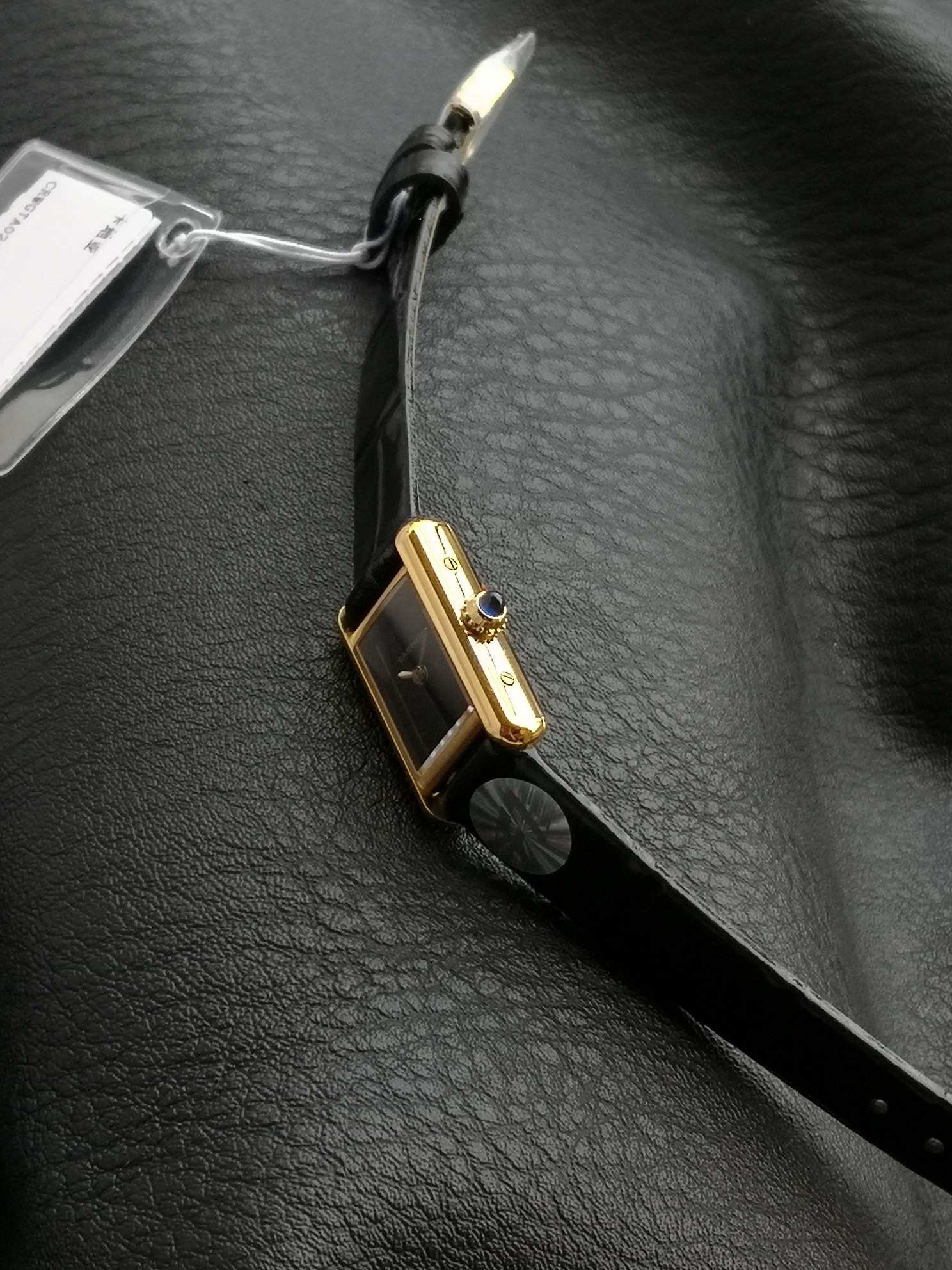 TANK LOUIS Cartier Mini Watch,24mm Gold Case, Black Leather Strap 6 a1749995649306 4578