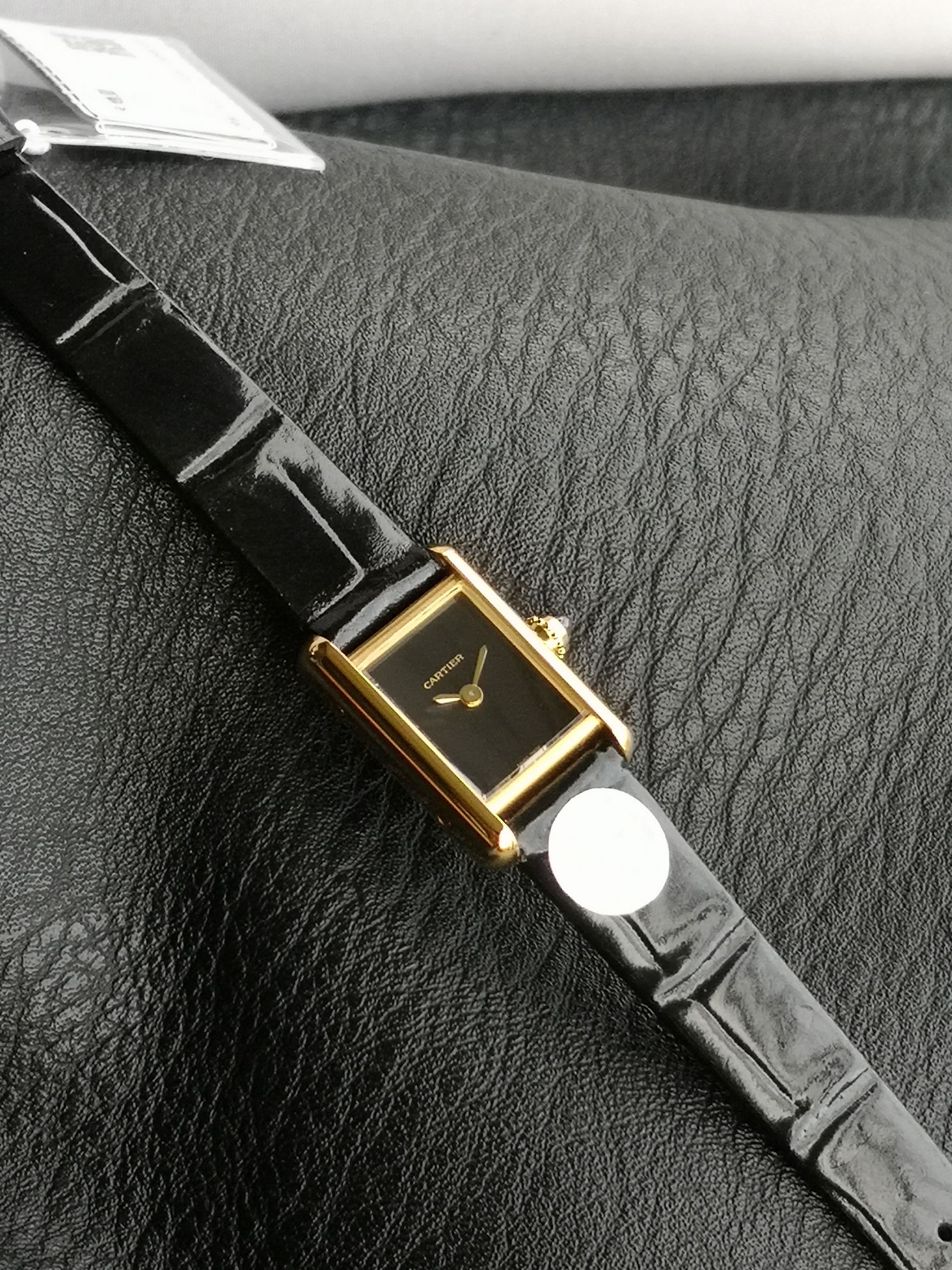 TANK LOUIS Cartier Mini Watch,24mm Gold Case, Black Leather Strap 5 a1749995649464 2470