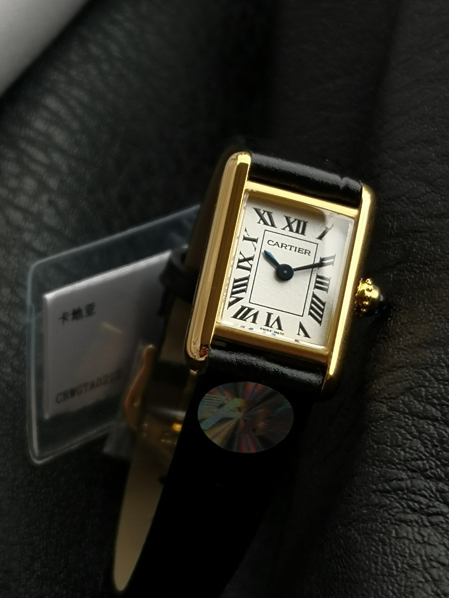 Cartier Tank Louis Mini Gold Watch with Black Leather Strap - Elegant Timepiece 3 a1749996201623 2700