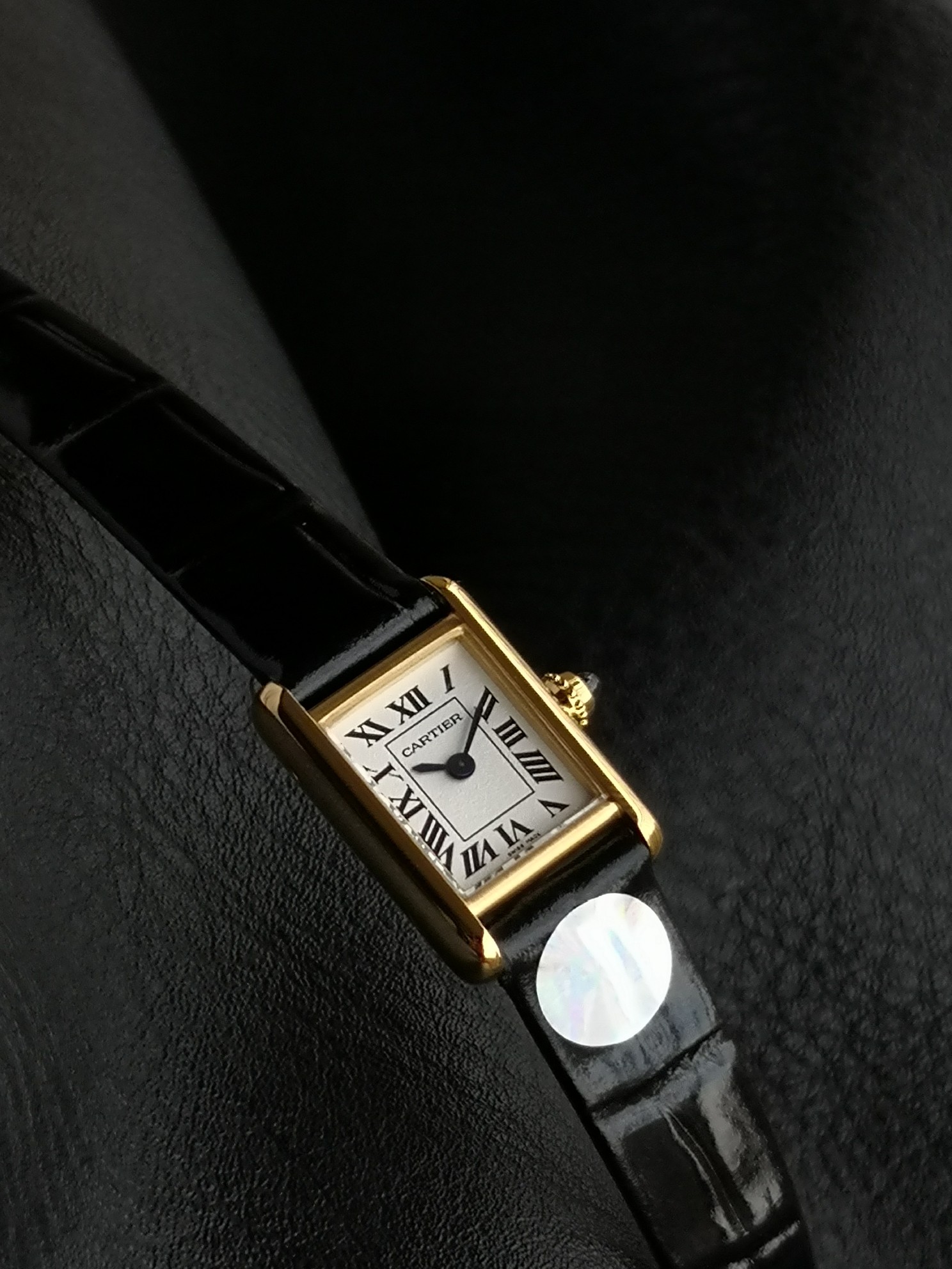 Cartier Tank Louis Mini Gold Watch with Black Leather Strap - Elegant Timepiece 4 a1749996201663 2103