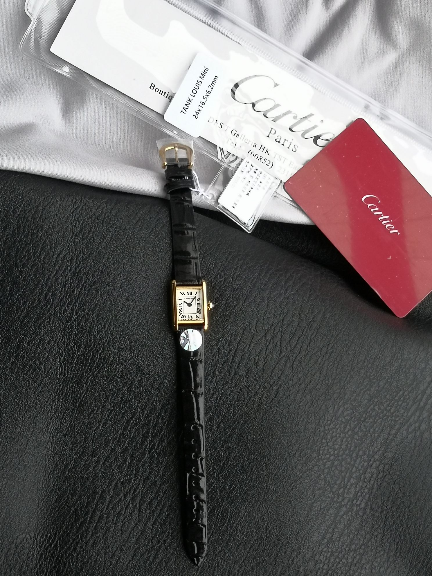 Cartier Tank Louis Mini Gold Watch with Black Leather Strap - Elegant Timepiece 1 a1749996201806 0842
