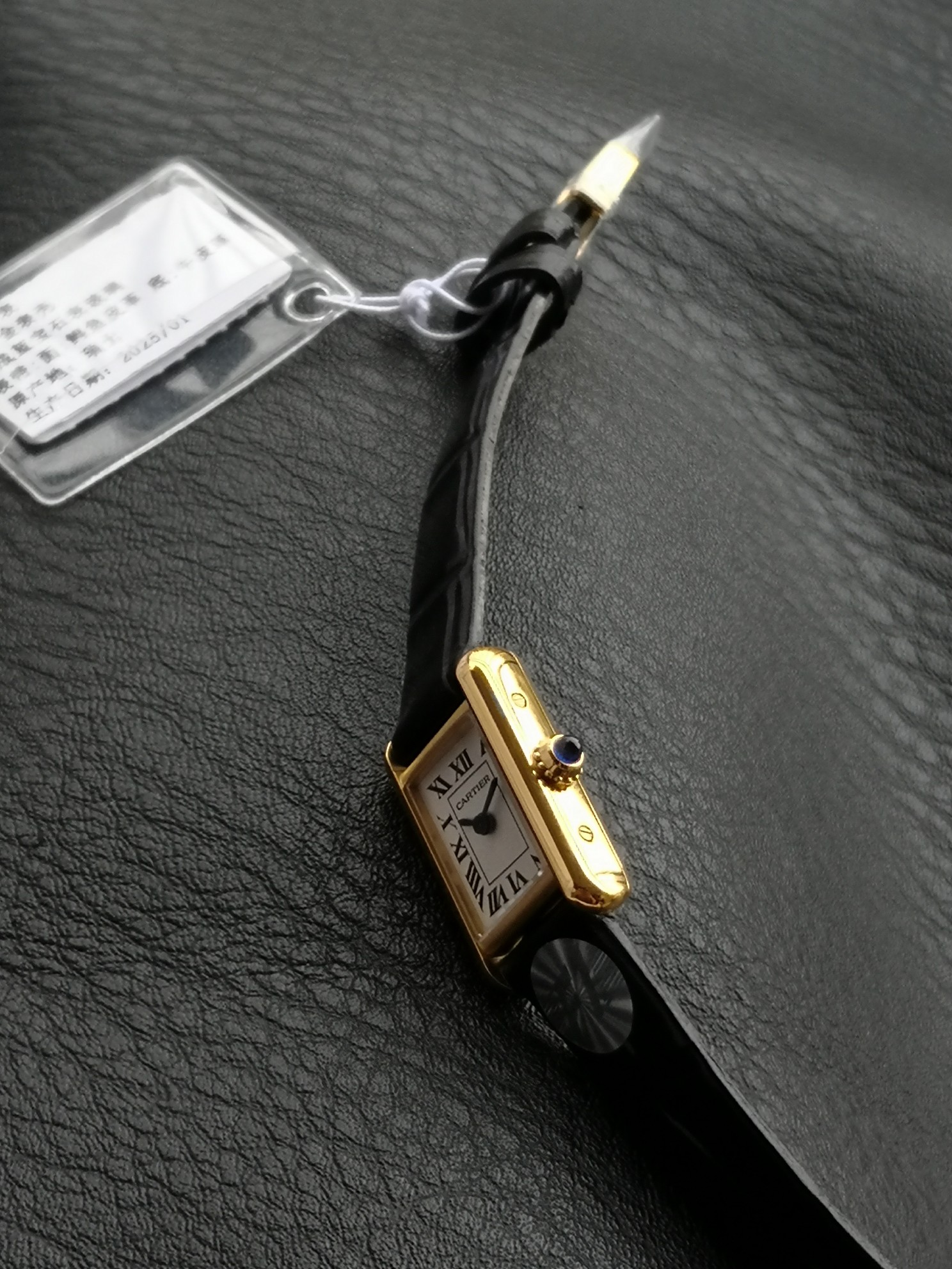 Cartier Tank Louis Mini Gold Watch with Black Leather Strap - Elegant Timepiece 7 a1749996205615 7313