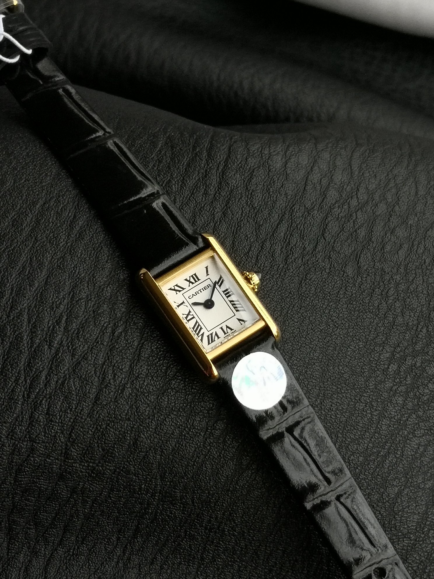 Cartier Tank Louis Mini Gold Watch with Black Leather Strap - Elegant Timepiece 6 a1749996207533 5470