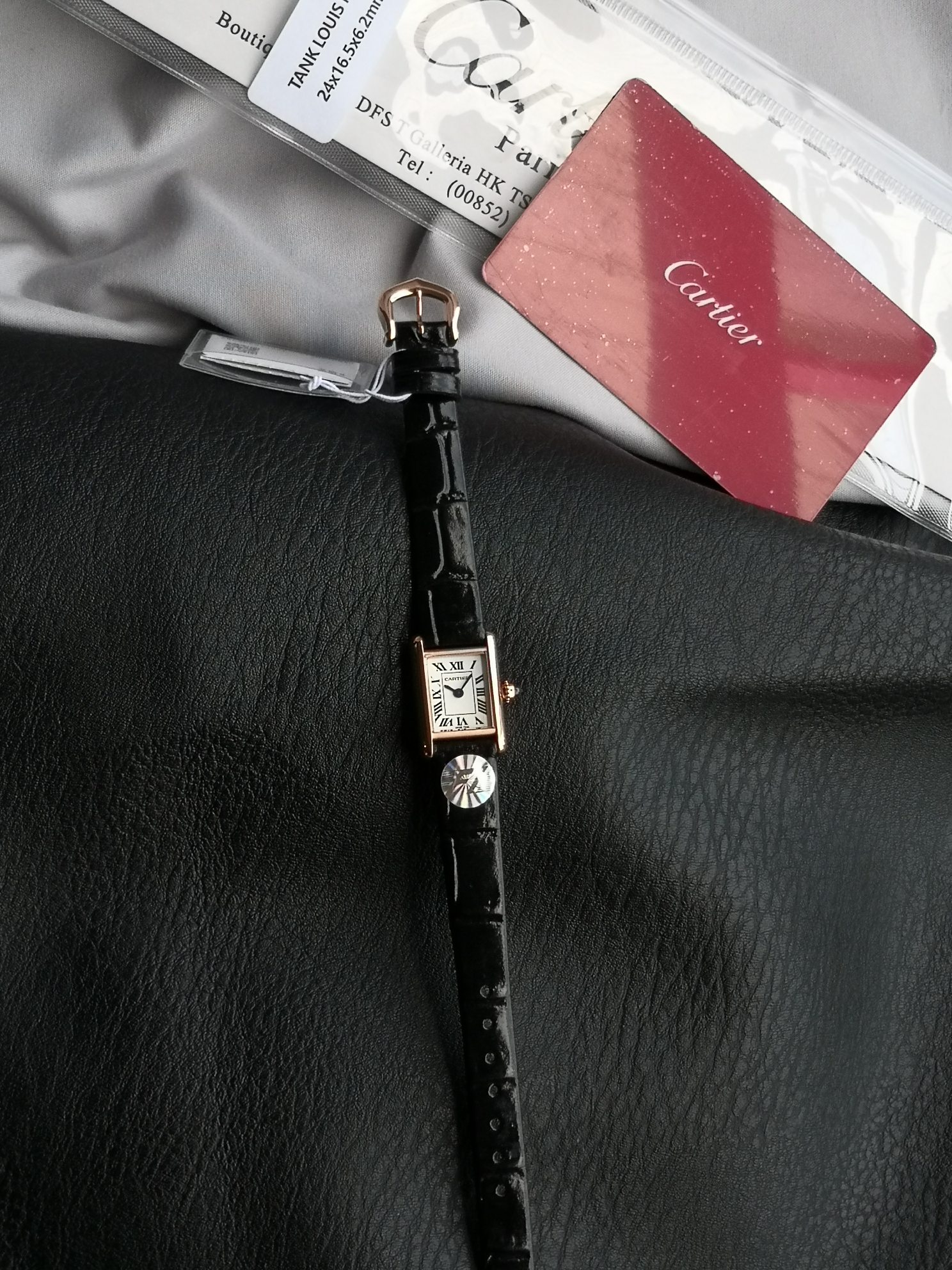 Cartier Tank Louis Mini Watch - Gold Case, Black Leather Strap 2 a1749996335973 1145