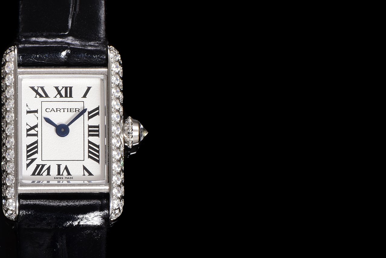 Cartier Tank Louis Mini Watch - Diamond Bezel, Black Leather Strap, Silver-Tone 5 a1750098927070 6851