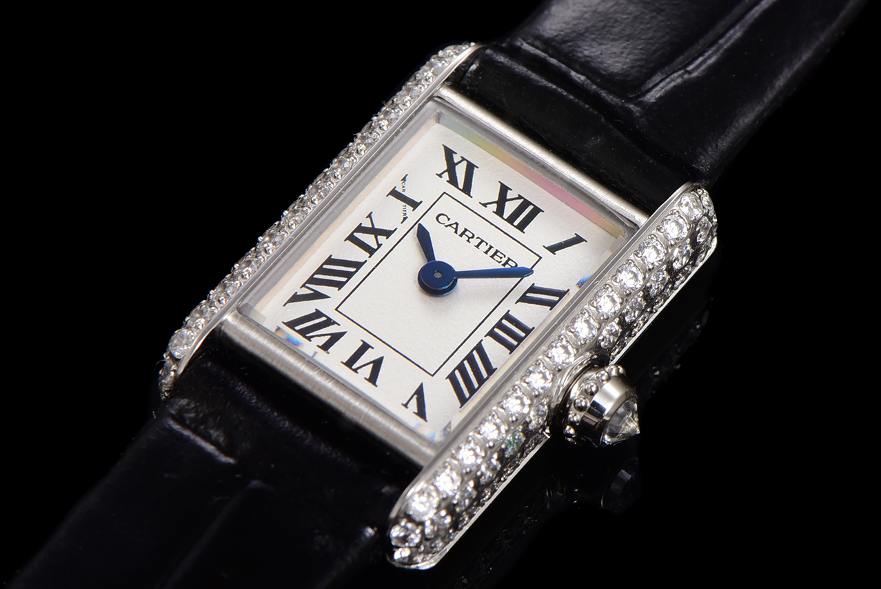 Cartier Tank Louis Mini Watch - Diamond Bezel, Black Leather Strap, Silver-Tone 4 a1750098927079 1812