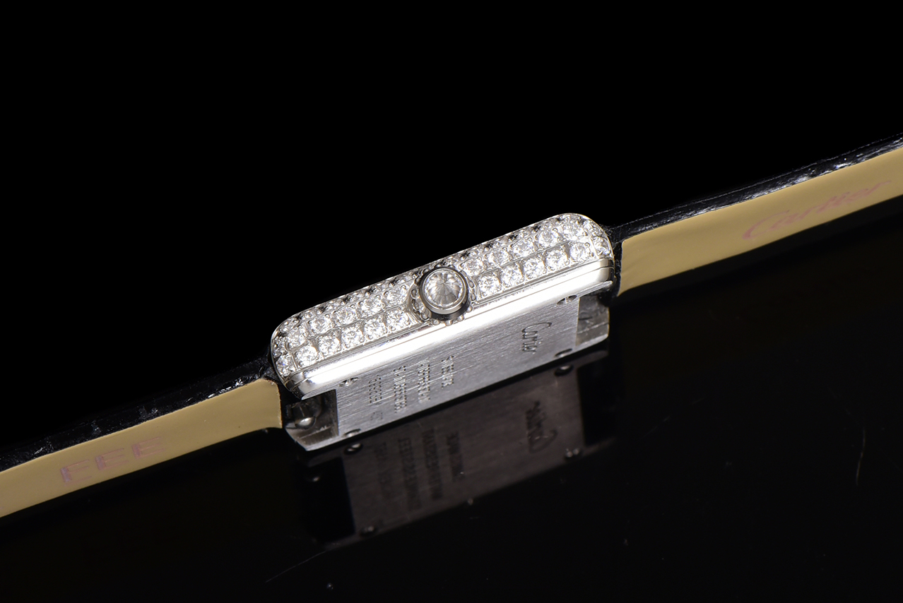 Cartier Tank Louis Mini Watch - Diamond Bezel, Black Leather Strap, Silver-Tone 7 a1750098929023 6436