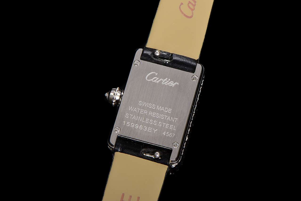 Cartier Tank Louis Mini Watch - Diamond Bezel, Black Leather Strap, Silver-Tone 10 a1750098929034 6868
