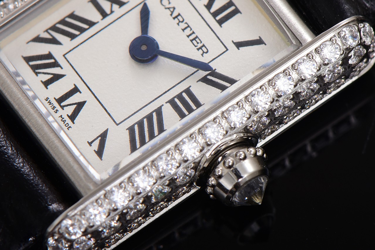 Cartier Tank Louis Mini Watch - Diamonds, Silver Case, Black Leather Strap 5 a1750099031330 2855