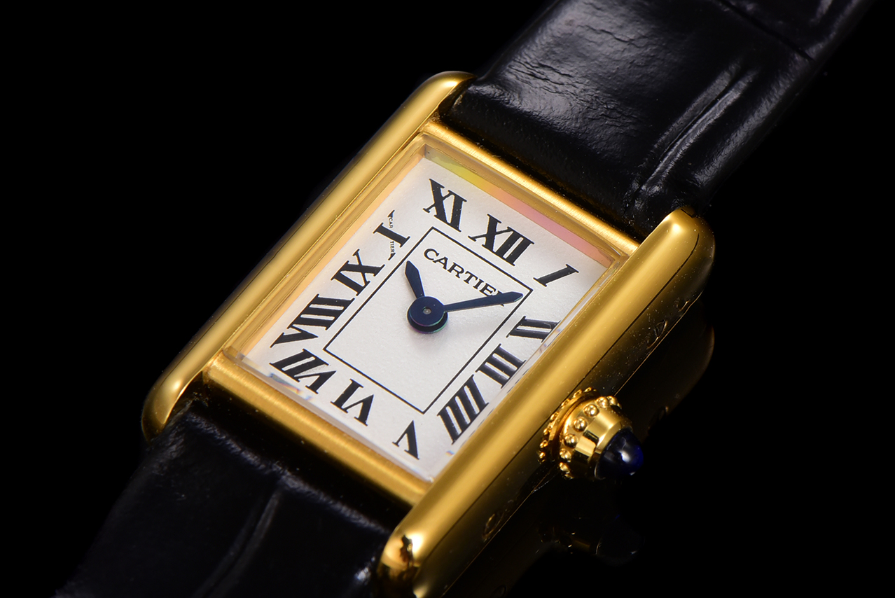 TANK LOUIS Cartier Mini Women's Watch, Gold Case with Black Leather Strap 3 a1750099196551 8513