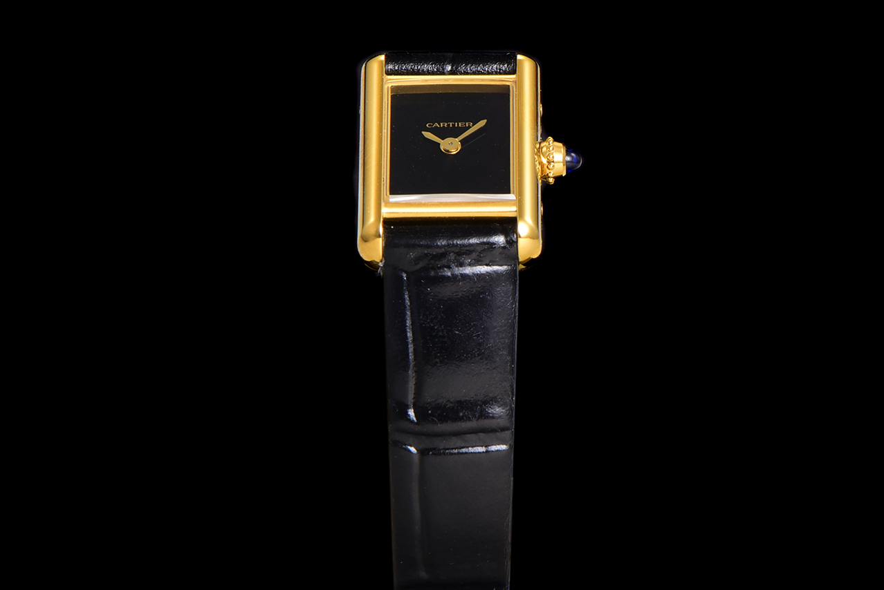 Cartier Tank Louis Mini Gold Plated Black Dial Leather Strap Women's Watch 3 a1750099505403 0880