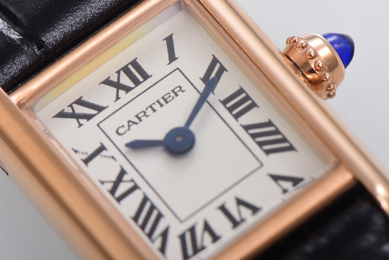 TANK LOUIS Cartier Mini Watch, Gold Case, Black Leather Strap, 24mm 5 a1750099674287 8885