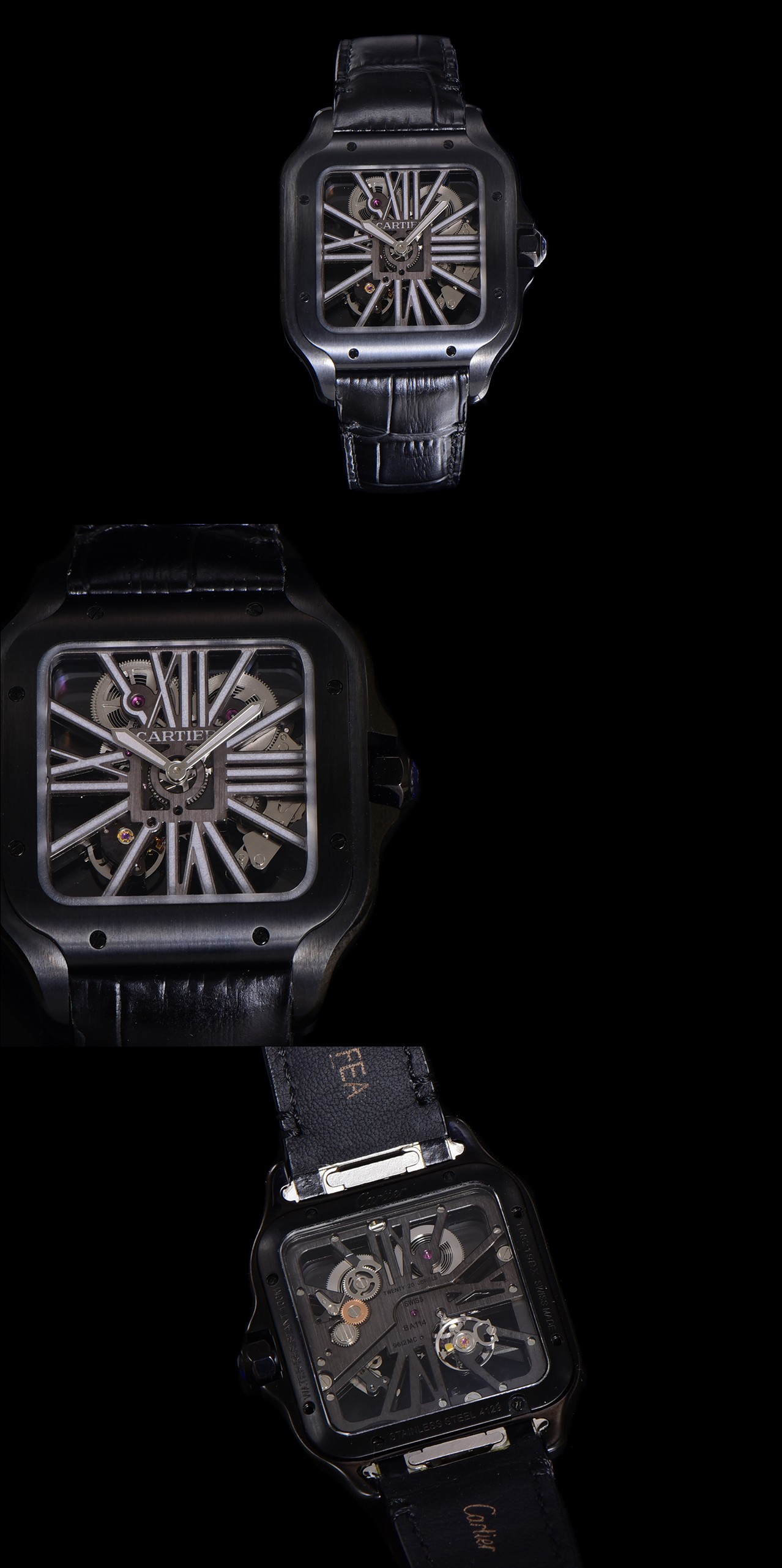 NO:947159,MLF Cartier Santos Skeleton Edition – Newly launched and scheduled. MLF launches the first Cartier Santos equipped with 9611MC manual skeleton movement. The dial breaks through the Cartier Logo and uses a 1MM engraving knife and low-frequency engraving process. The clarity is extremely high and can be used interchangeably with the genuine product. The brushed texture is consistent with the genuine product.  Highlights of the movement: The original copy is purchased, the dual storage boxes have 50 hours of kinetic energy, each part can be exchanged for the original version, and the edge profile is high-gloss. The steel band has upgraded lug quick-release tips and strap quick-release sections with fine workmanship, smooth disassembly and assembly, and a high degree of fit. The overall appearance is highly restored and consistent with the original, with full details and first-class wearing texture. This is a milestone in craftsmanship and design, truly worth buying,,cartier,cartier19860909MLF 卡地亚 Santos 镂空版 – 全新上市 预定 MLF 重磅推出 首款搭载 9611MC 手动镂空机芯的卡地亚山度士. 表盘突破Cartier Logo 采用1MM刻刀低频率雕刻工艺,清晰度极高,能与正品互换使用,拉丝质感与正品一致. 机芯亮点购入原版抄写,双储盒达50小时动能,每一个零件均可交换原版使用,边缘轮廓高光亮边. 钢带升级表耳快拆头粒、表带快拆节做工精细,拆装顺畅,吻合度极高. 高度还原整体外观与正品一致,细节满分,佩戴质感一流. 这是一款兼具工艺与设计的里程碑之作,真正值得入手,,cartier,cartier,Watch