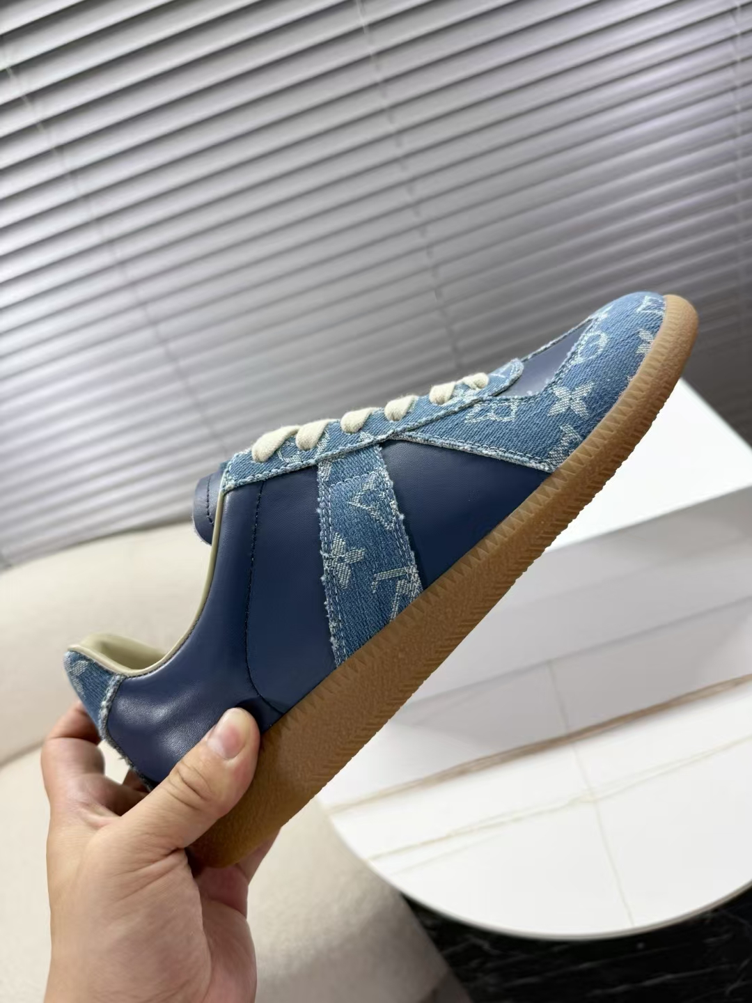 MM6 Maison Margiela Blue Denim Leather Trim Sneakers Couple Style Shoes 1 a1748522971939 3007
