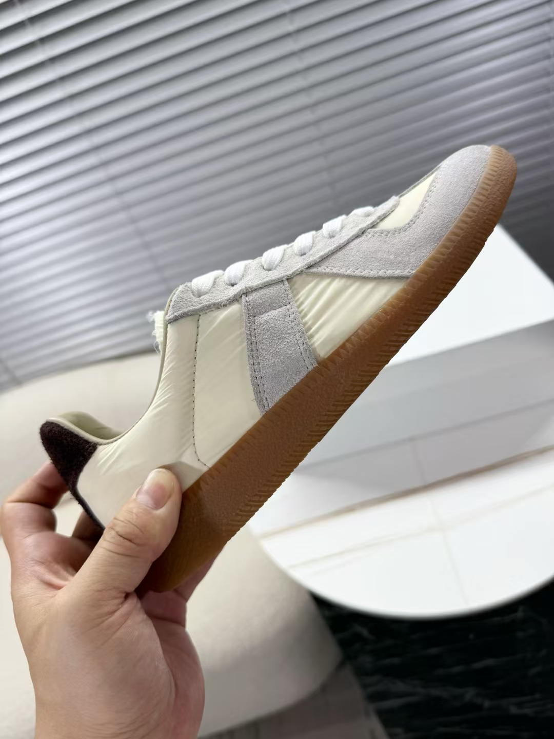 MM6 Maison Margiela Blue Denim Leather Trim Sneakers Couple Style Shoes 6 a1748523304881 0875