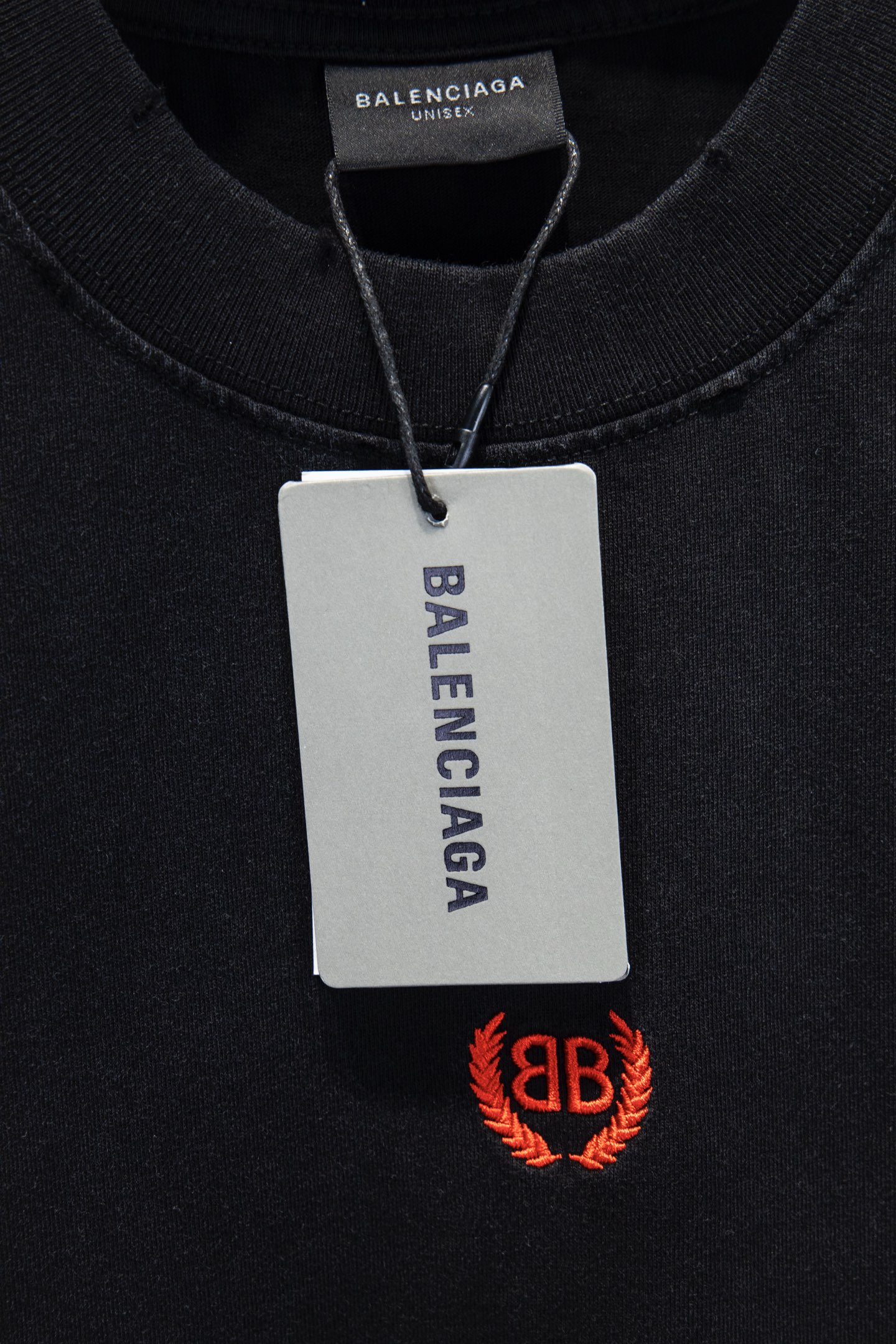 Balenciaga/巴黎世家 25ss 双B麦穗刺绣短袖 牛仔蓝 水洗黑