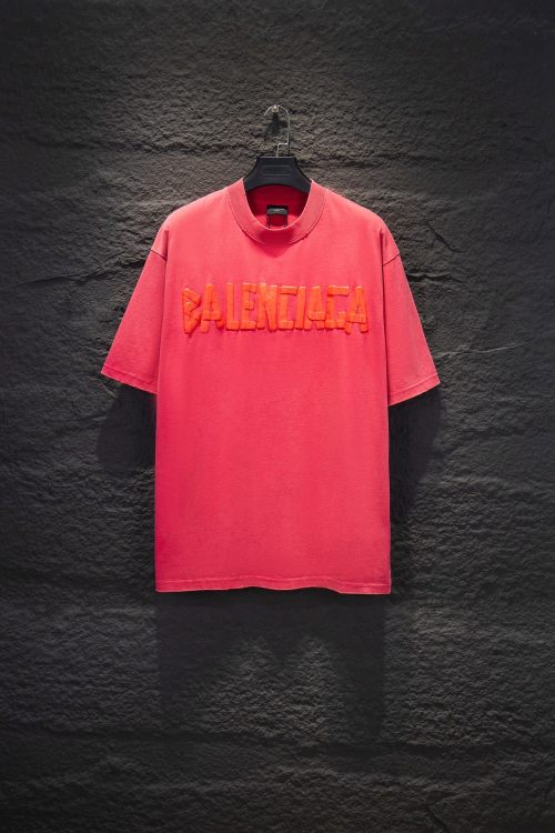 Balenciaga Oversize Distressed Logo T-Shirt, Unisex Washed Red Cotton Tee 1 Balenciaga Oversize Distressed Logo T-Shirt, Unisex Washed Red Cotton Tee
