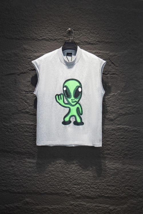 Balenciaga Night-Luminous Alien Print Vest Oversized Cotton Sleeveless Top 1 Balenciaga Night-Luminous Alien Print Vest Oversized Cotton Sleeveless Top