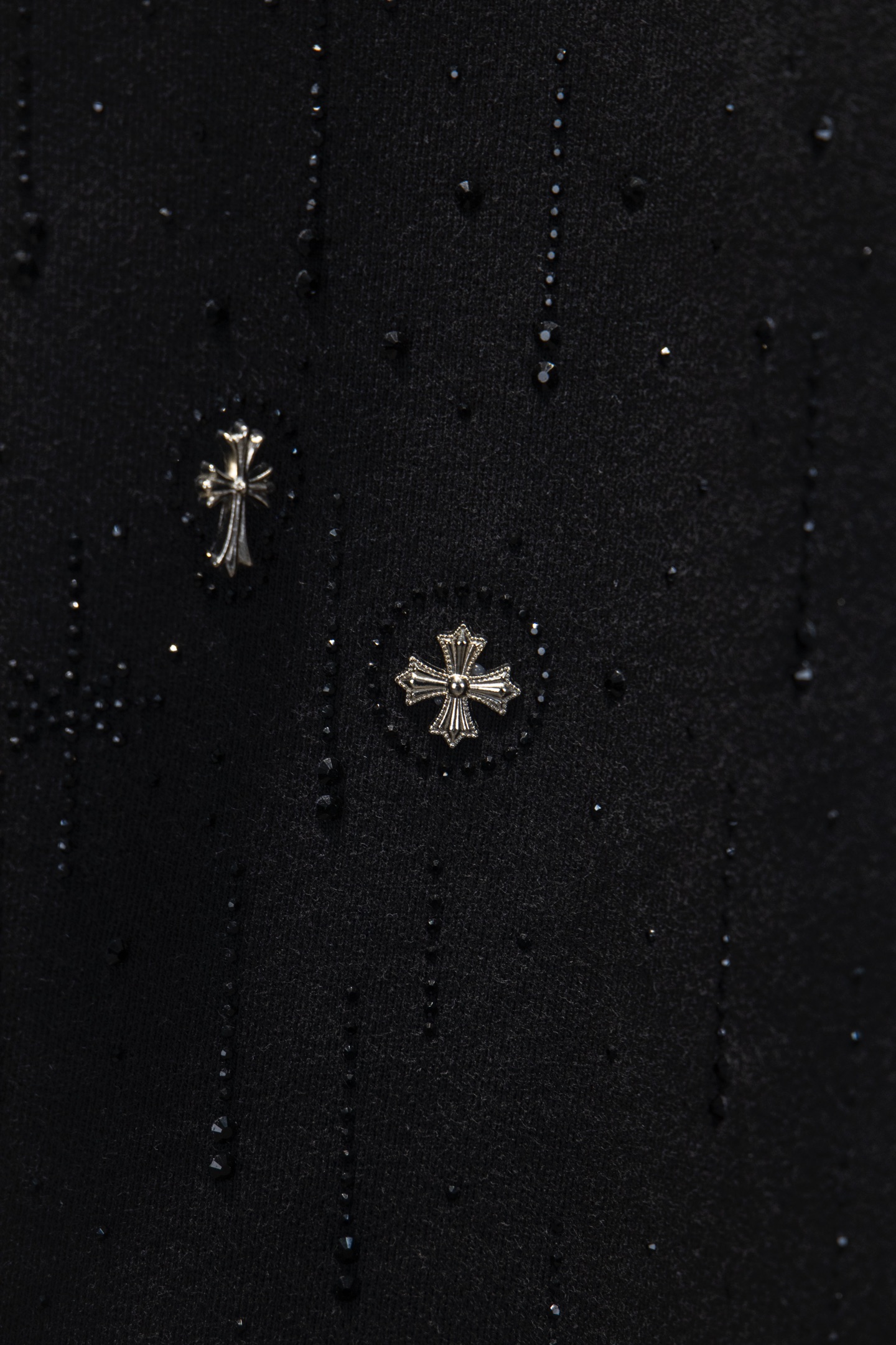 Chrome Hearts/克罗心25ss 白色抽绳炒盐烫钻短裤 水洗黑