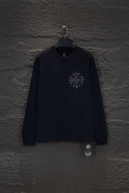 Chrome Hearts OS Fit Long Sleeve T-Shirt with Austrian Hot Drill Design 24 Chrome Hearts OS Fit Long Sleeve T-Shirt with Austrian Hot Drill Design