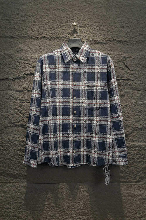 Chrome Hearts Plaid Shirt with Sleeves and Leather Accents - Unisex Fit 1 Chrome Hearts Plaid Shirt with Sleeves and Leather Accents - Unisex Fit