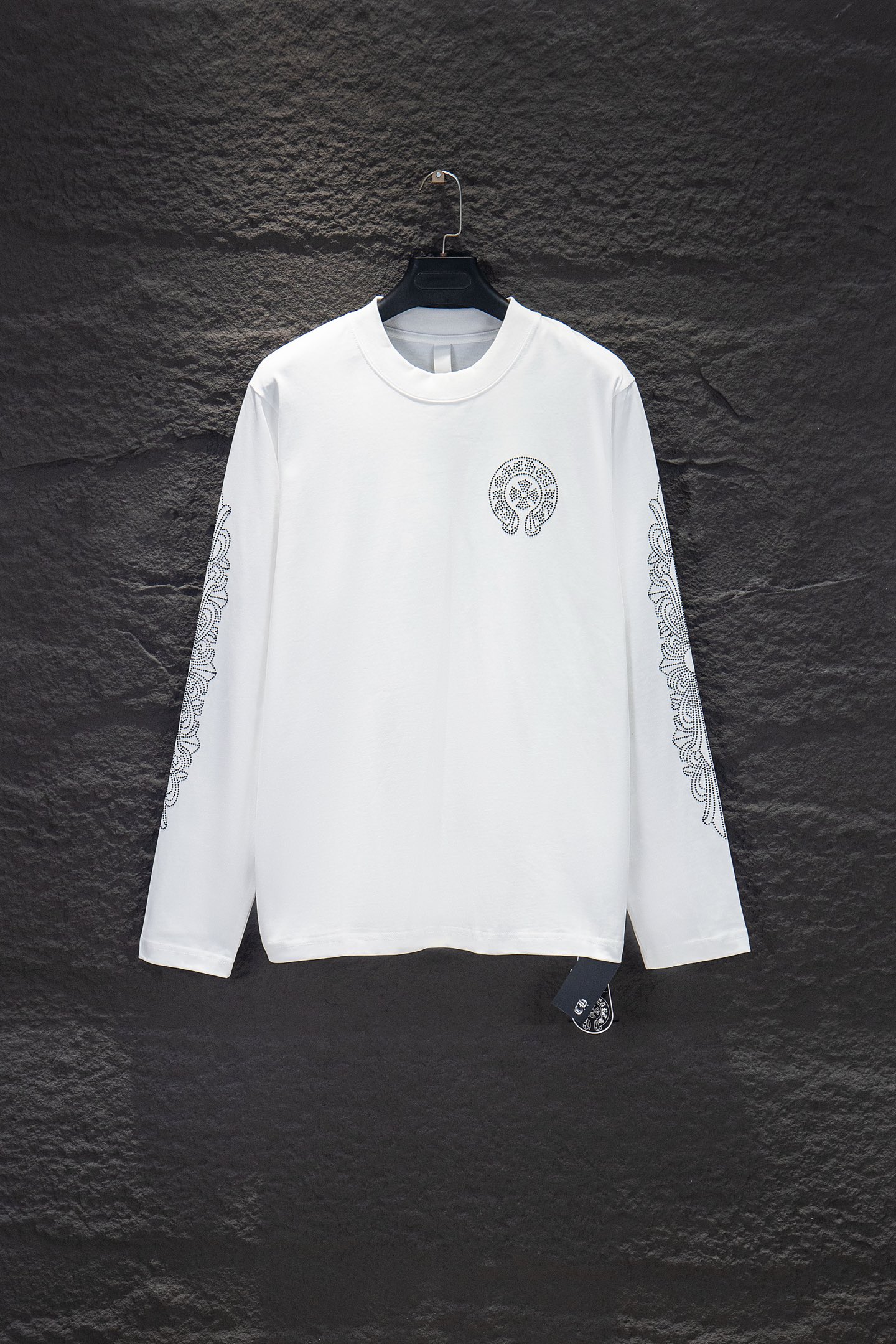 Chrome Hearts OS Fit Long Sleeve T-Shirt With Crystal Embellishments