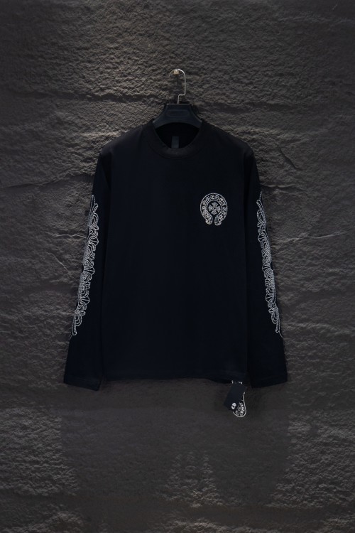 Chrome Hearts OS Fit Long Sleeve T-Shirt with Austrian Crystal Detailing 1 Chrome Hearts OS Fit Long Sleeve T-Shirt with Austrian Crystal Detailing