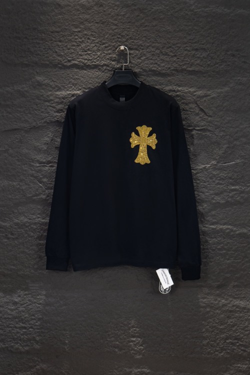 Chrome Hearts OS Fit Long Sleeve T-Shirt with Rhinestone Cross Graphic 17 Chrome Hearts OS Fit Long Sleeve T-Shirt with Rhinestone Cross Graphic