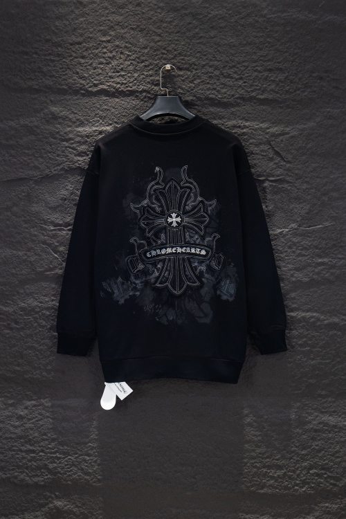 Chrome Hearts Embroidered Applique Print Sweatshirt Oversized Fit, Black 1 Chrome Hearts Embroidered Applique Print Sweatshirt Oversized Fit, Black