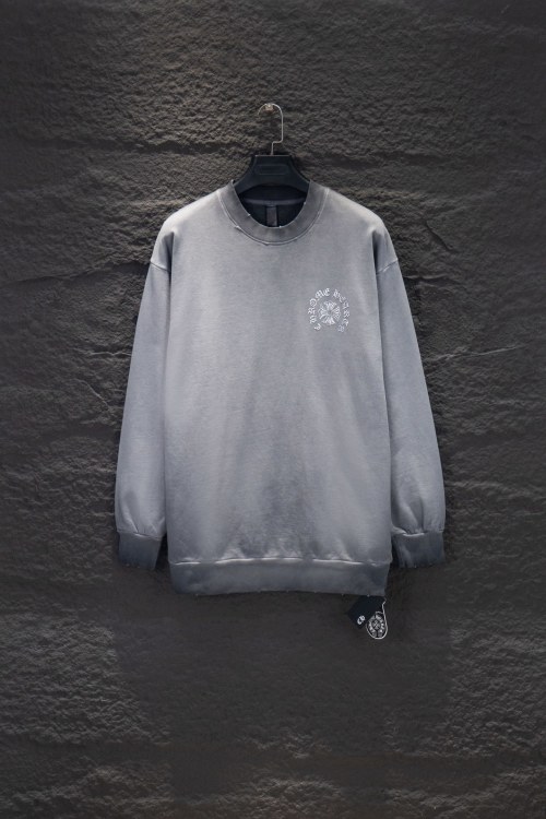 Chrome Hearts Rhinestone Sweatshirt Oversized Fit Cotton Pullover Washed Grey 42 Chrome Hearts Rhinestone Sweatshirt Oversized Fit Cotton Pullover Washed Grey
