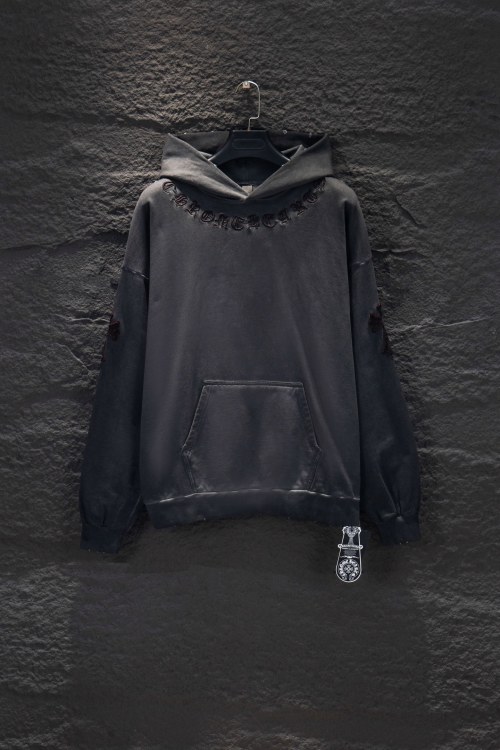 Chrome Hearts Vintage Grey Hoodie Heavy Cotton Blend Comfortable Fit 1 Chrome Hearts Vintage Grey Hoodie Heavy Cotton Blend Comfortable Fit