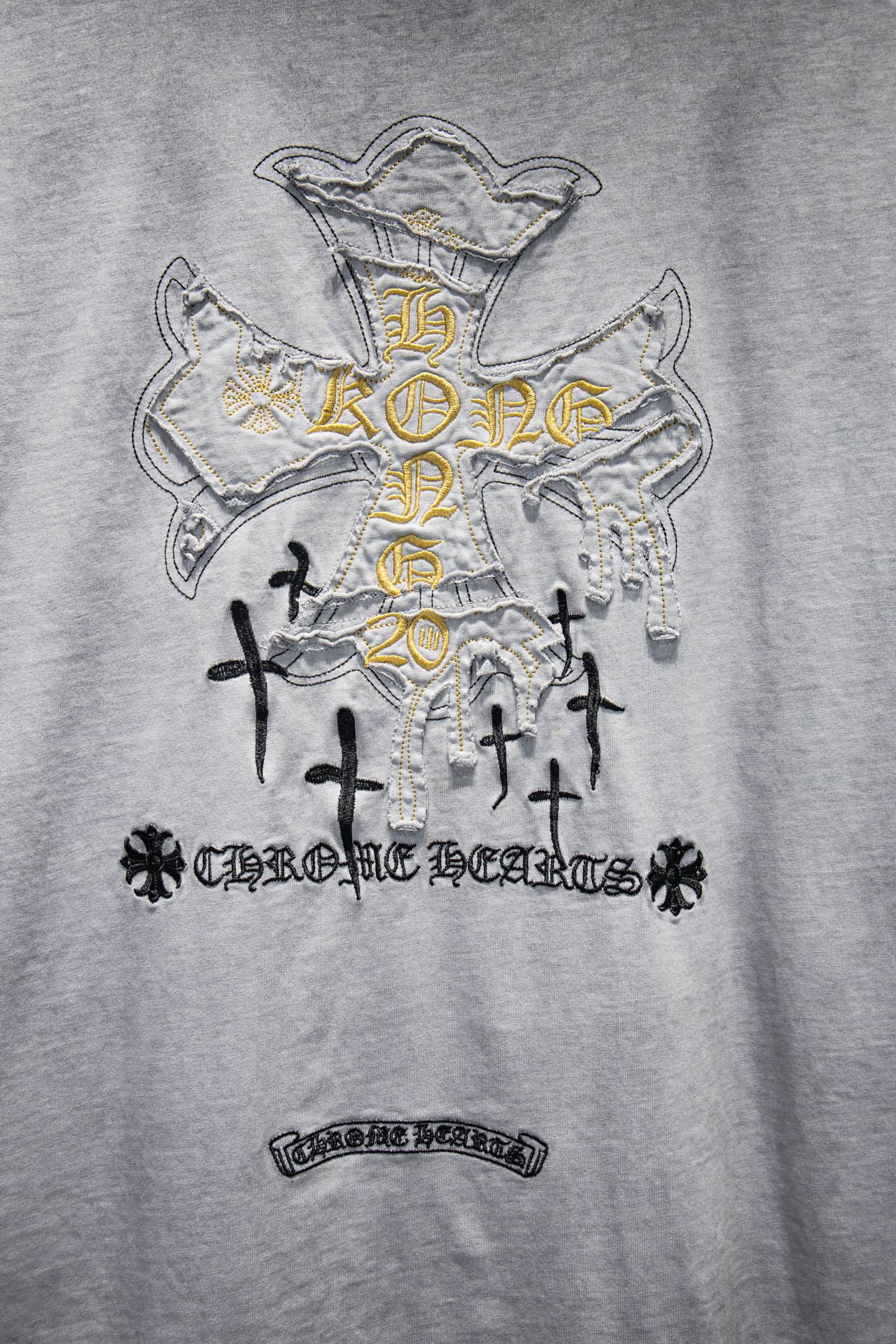 Chrome Hearts 克罗心重工反底炒色贴布绣破短袖-Chinese UA Cheap High Quatity Brand Clothes Bags handbags Sneakers wholesale wholesaler seller from China Factory suppliers Fashion Clothing Shoes best Quality Beautiful Price Chrome Hearts 克罗心重工反底炒色贴布绣破短袖