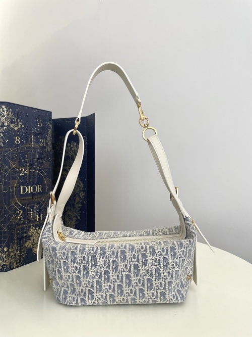 Dior Journey Oblique Jacquard Hobo Bag, Blue, Leather Trim, Gold Hardware 1 Dior Journey Oblique Jacquard Hobo Bag, Blue, Leather Trim, Gold Hardware