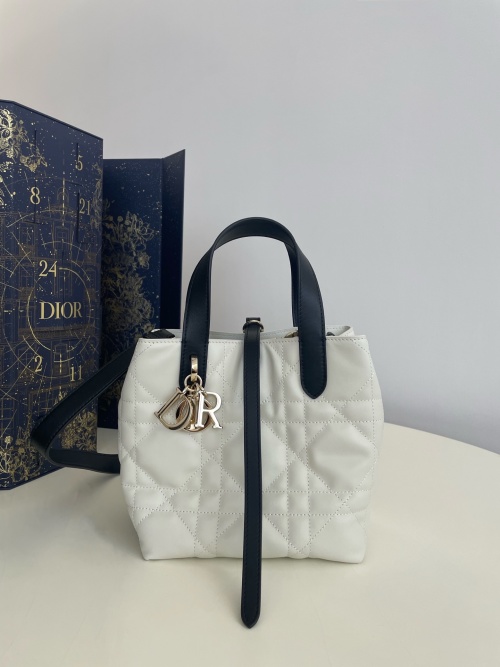 Dior Toujours Small Vertical Bag Black and White Lambskin