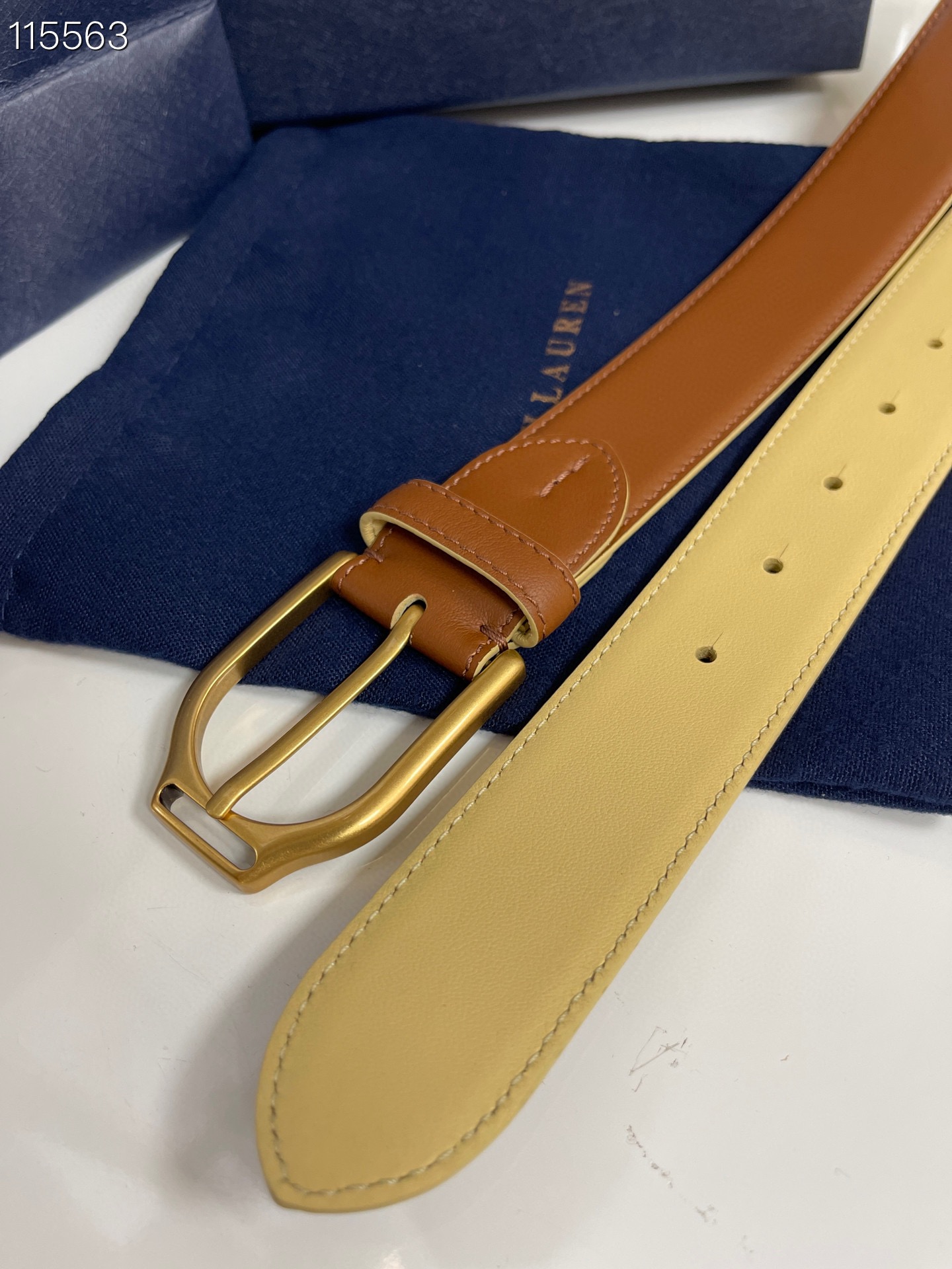  Ralph Lauren/拉夫劳伦 24年新款 这款腰带采用双面进口头层牛皮 做工细致 搭配原版精致纯