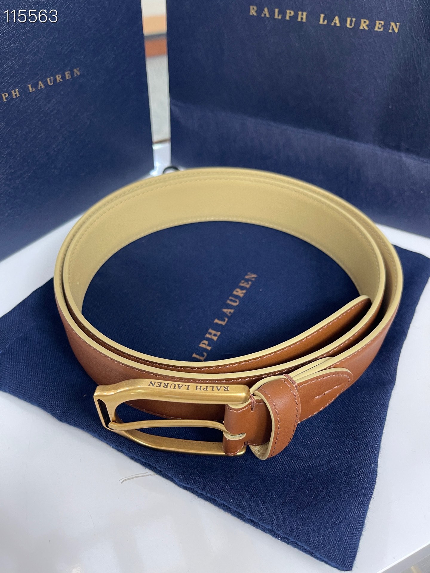  Ralph Lauren/拉夫劳伦 24年新款 这款腰带采用双面进口头层牛皮 做工细致 搭配原版精致纯