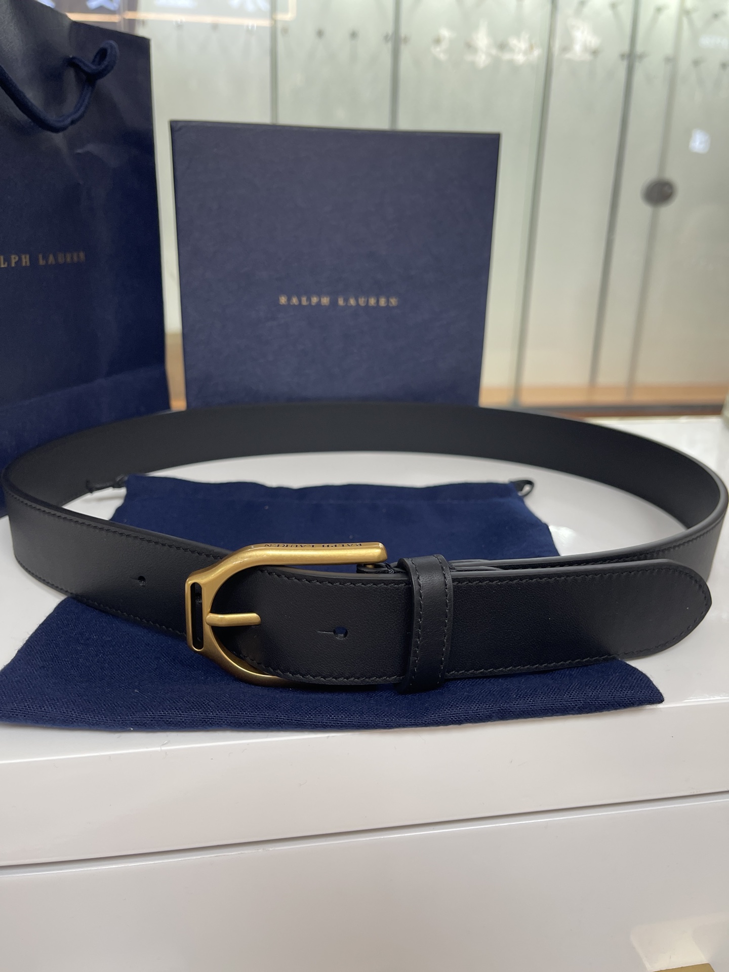  Ralph Lauren/拉夫劳伦 24年新款 这款腰带采用双面进口头层牛皮 做工细致 搭配原版精致纯