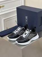 Dior Shoes Sneakers Blue Grey White Engraving Fabric Rubber Oblique Low Tops