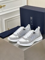 Dior Shoes Sneakers Blue Grey White Engraving Fabric Rubber Oblique Casual