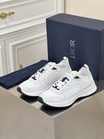 Dior Shoes Sneakers Blue Grey White Engraving Fabric Rubber Oblique Casual