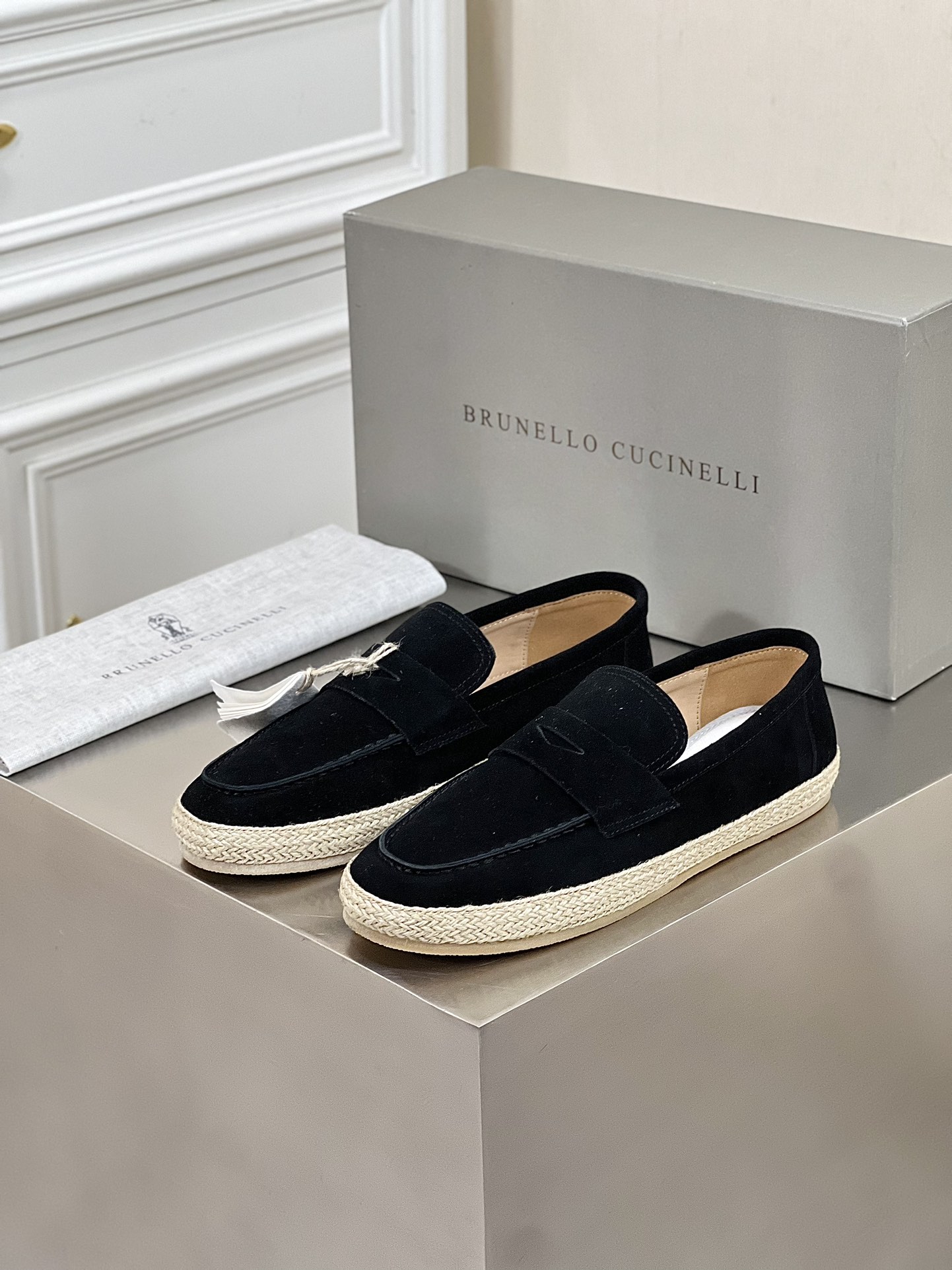 Brunello Cucinelli الأحذية الأحذية الرياضية ذكور جلد البقر مطّاط عارضة