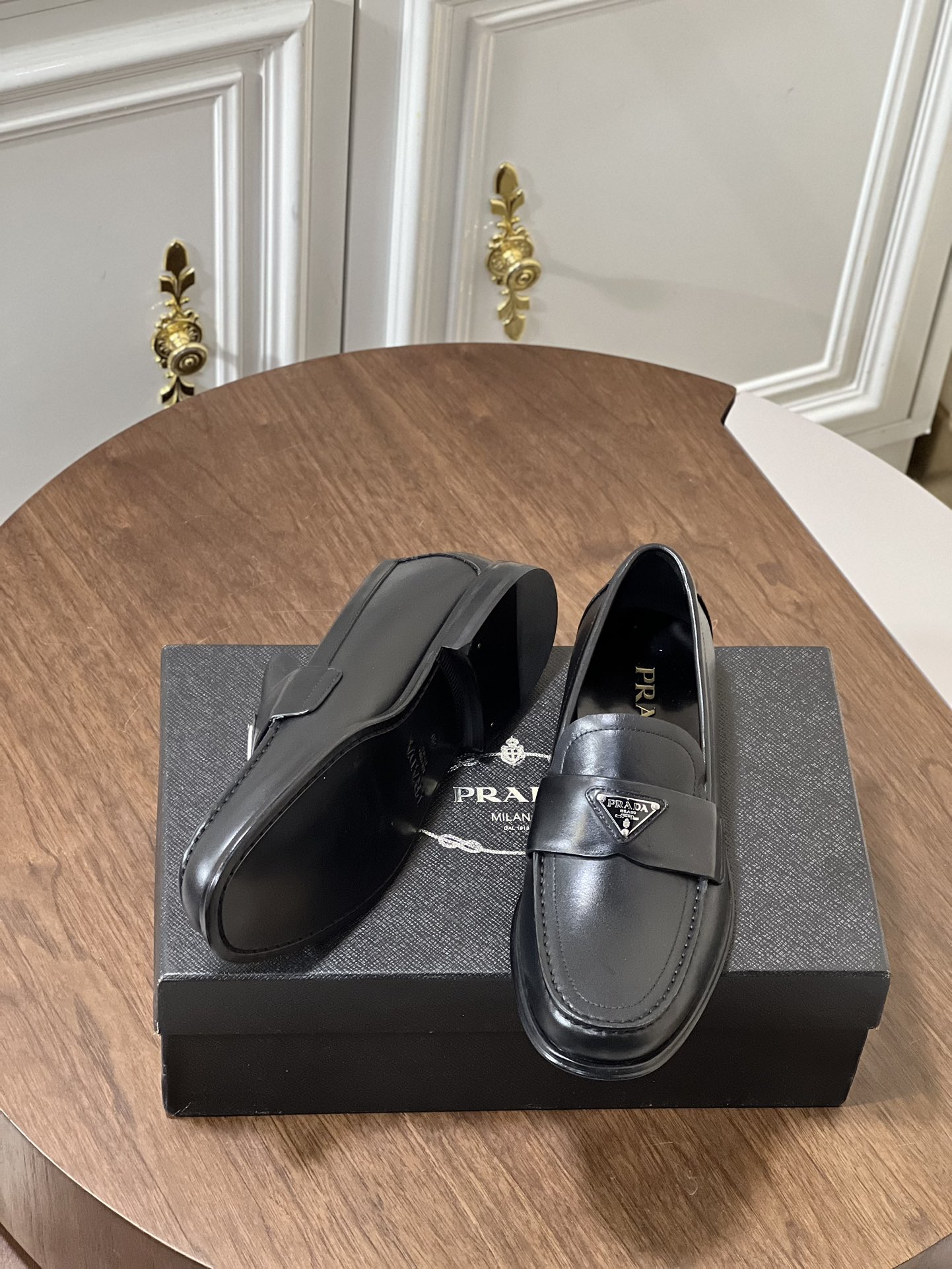 Prada Men's Black Leather Loafers - Business Casual Dress Shoes 8 i1723631236 3036 2