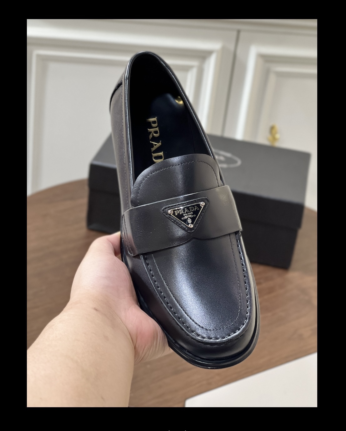 Prada Men's Black Leather Loafers - Business Casual Dress Shoes 3 i1723631236 8063 0